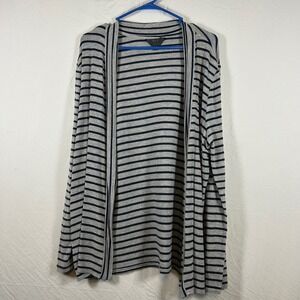 Mix by 41 Hawthorn Striped Open Front‎ Cardigan Grey Navy XXL WS10060A